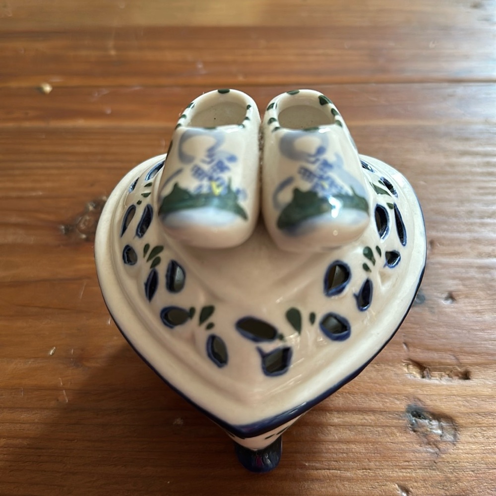 Delft Blue Heart Shaped Box
